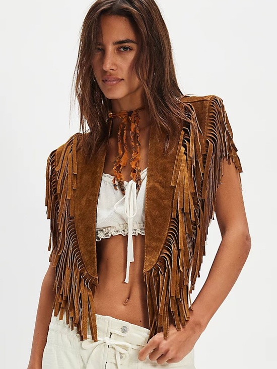 Understated Leather Jackets & Blazers - Understated Leather Wide Eyes Suede Fringe Collar - Tan